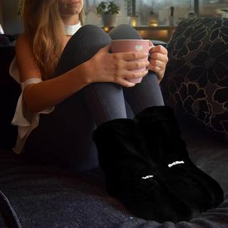 Mikamax  Hot Boots Deluxe, Chaussons Chauffants - Noir 