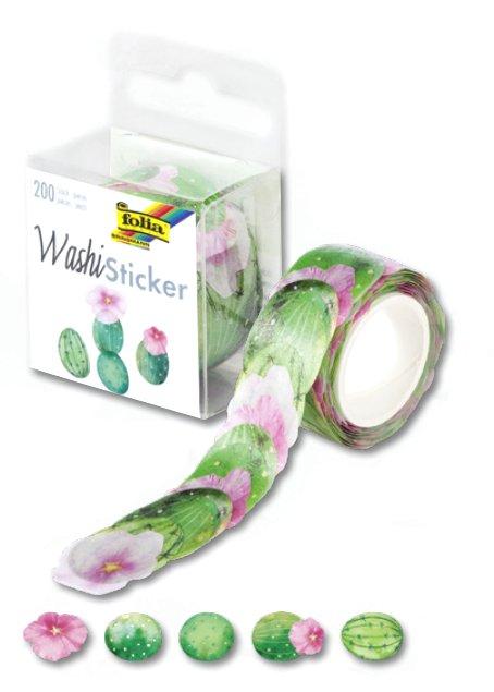 Folia  Folia Washi Sticker sticker decorativi Carta Verde, Rosa 200 pz 