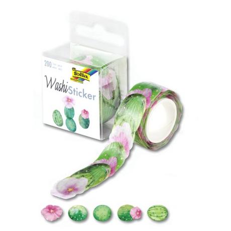Folia  Folia Washi Sticker Dekorativer Aufkleber Papier Grün, Pink 200 Stück(e) 
