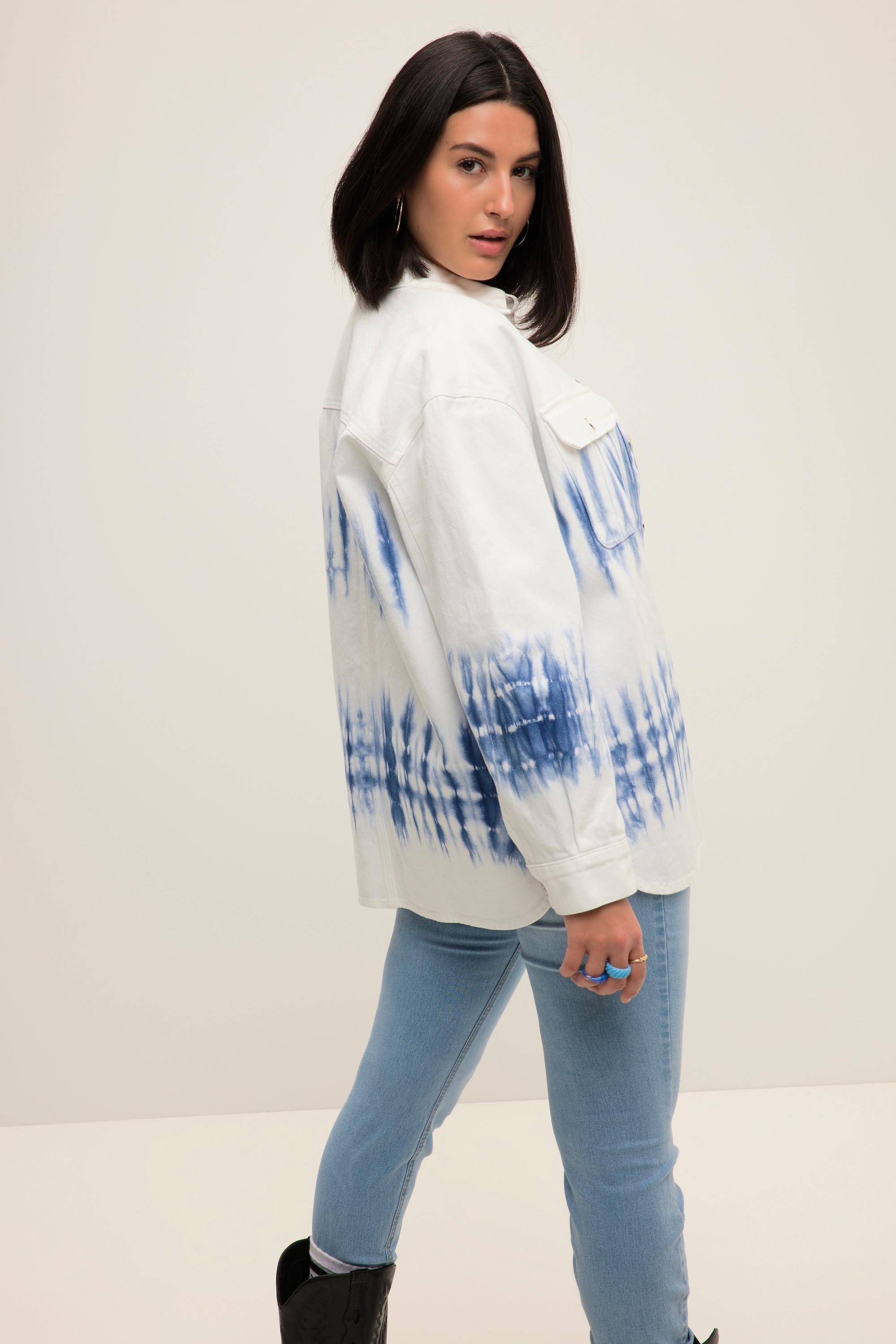 Studio Untold  Chemise en jean oversize à rayures batik, col chemise et manches longues 