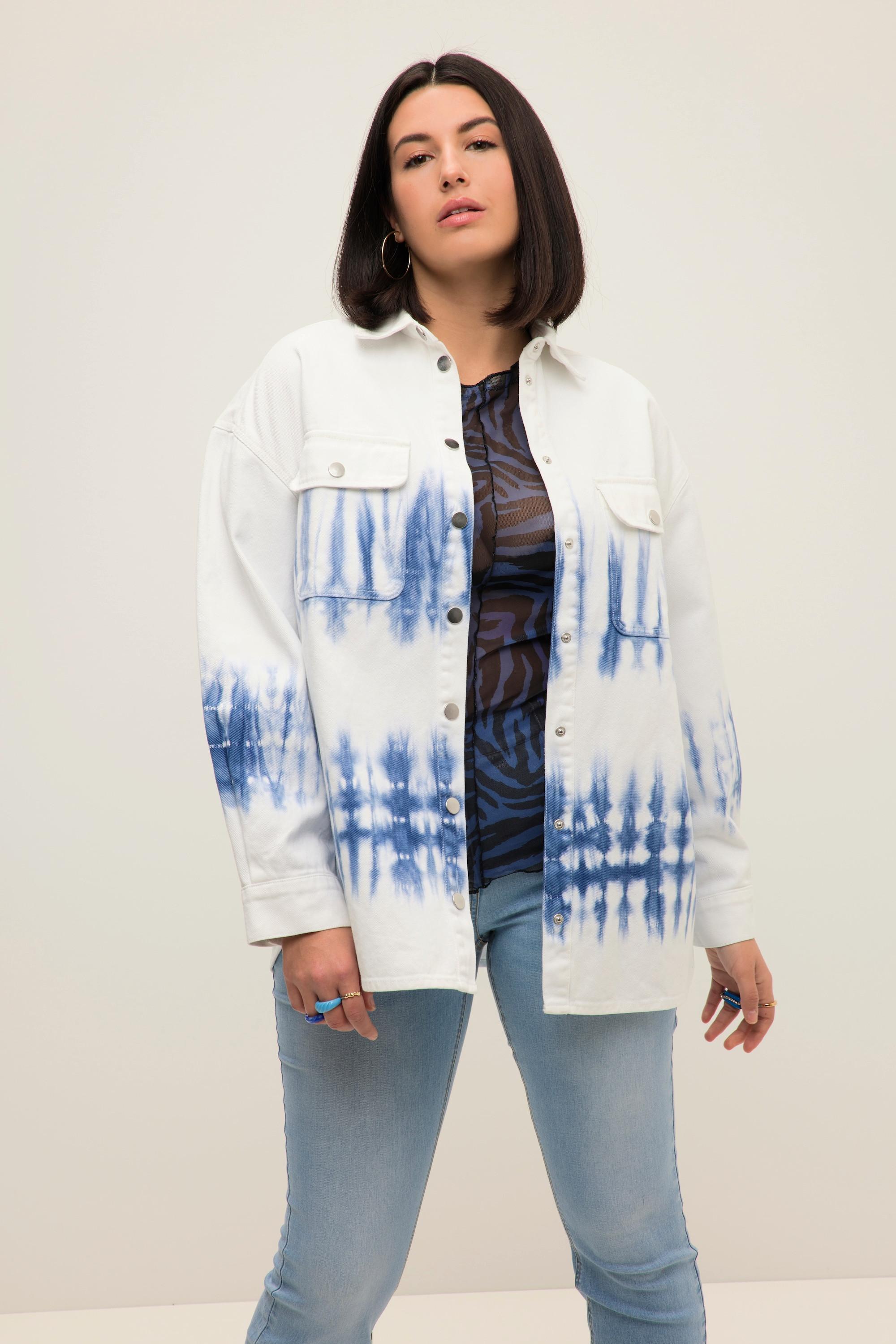 Studio Untold  Chemise en jean oversize à rayures batik, col chemise et manches longues 