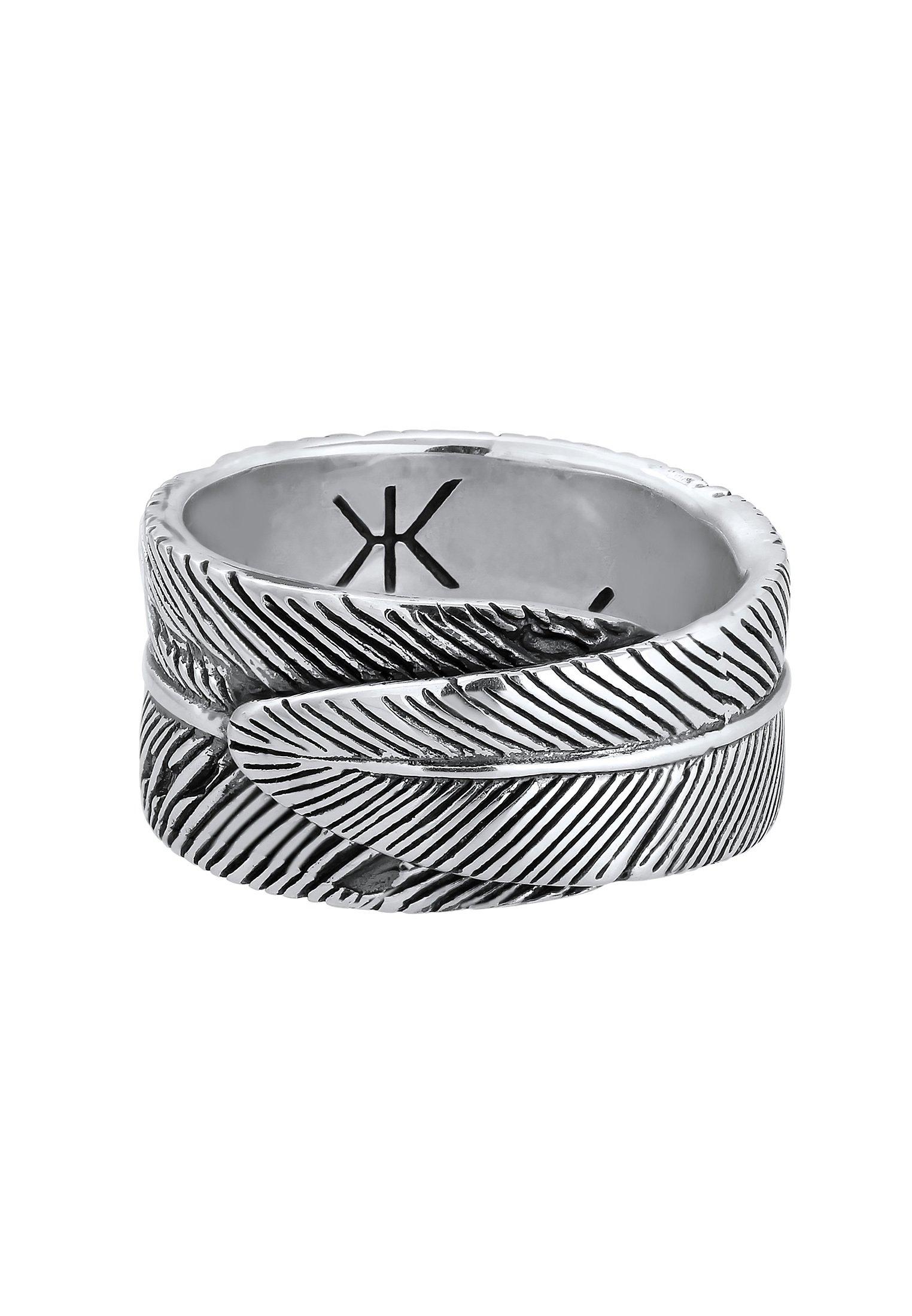 Kuzzoi  Ring  Feder Vintage Trend Oxidiert 925 Silber 