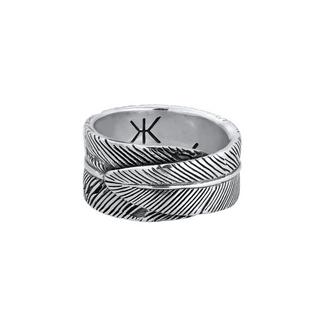 Kuzzoi  Ring  Feder Vintage Trend Oxidiert 925 Silber 