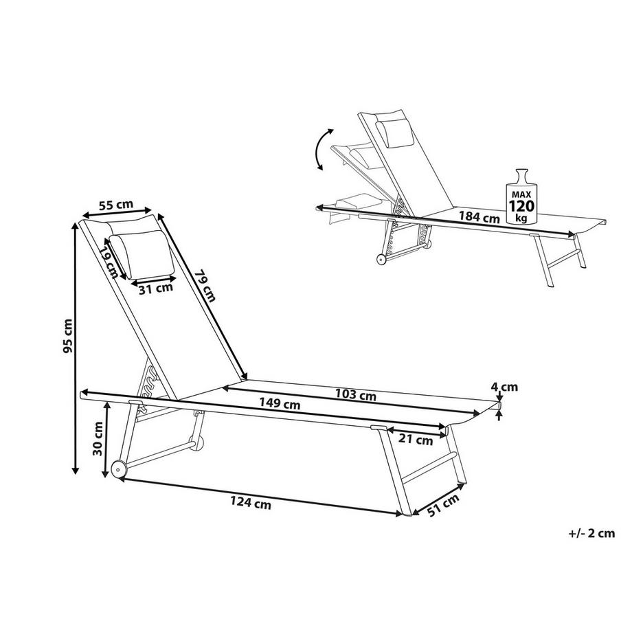 Beliani Gartenliege 2er Set aus Stahl  SORONI  