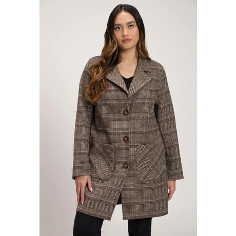 Ulla Popken  Cappotto double face con quadri/pied-de-poule, revers e cuciture princesse 