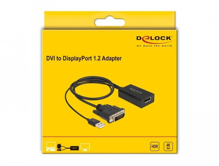 DeLock  DeLOCK Adapter DVI Stecker zu DisplayPort 1.2 Buchse 4K mit HDR Funktion 50 cm 