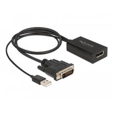 DeLOCK Adapter DVI Stecker zu DisplayPort 1.2 Buchse 4K mit HDR Funktion 50 cm