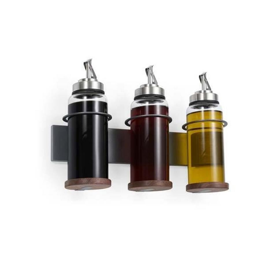 Forster Home Porte-bouteilles magnétique pour huile et vinaigre noix  