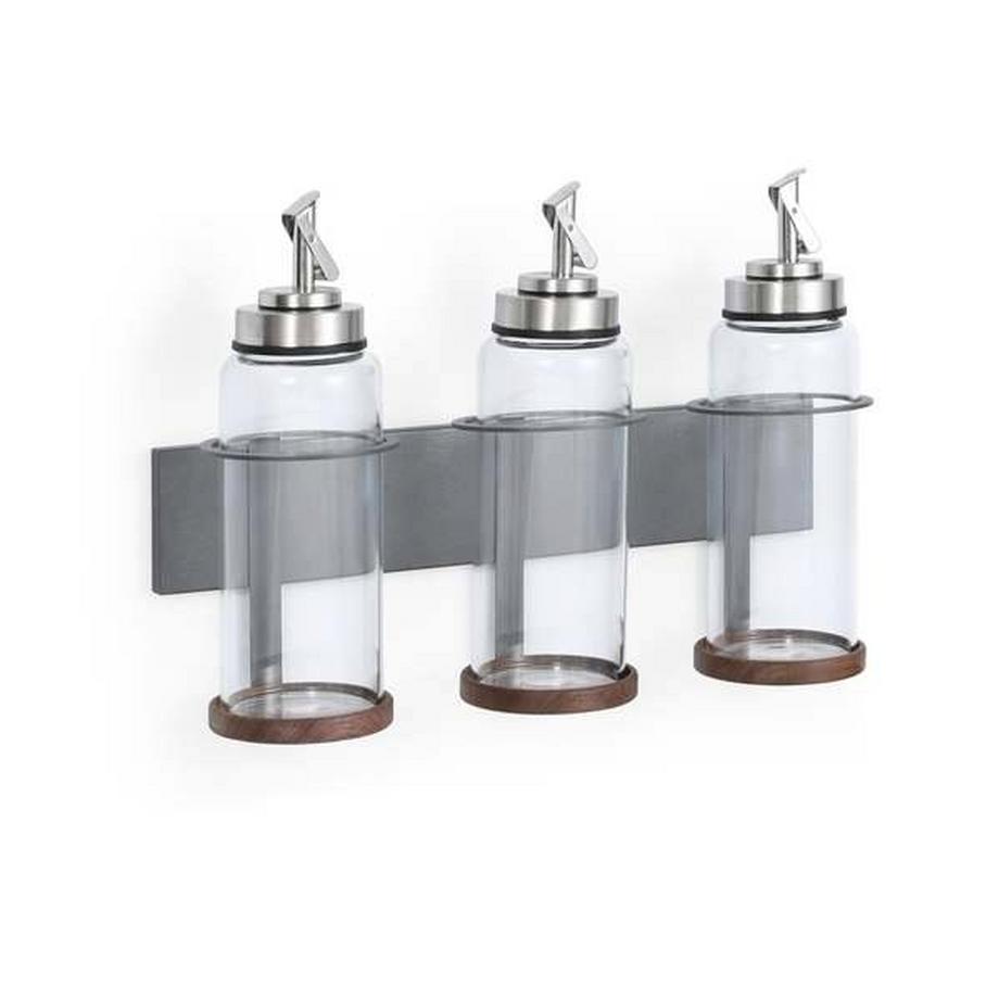 Forster Home Porte-bouteilles magnétique pour huile et vinaigre noix  