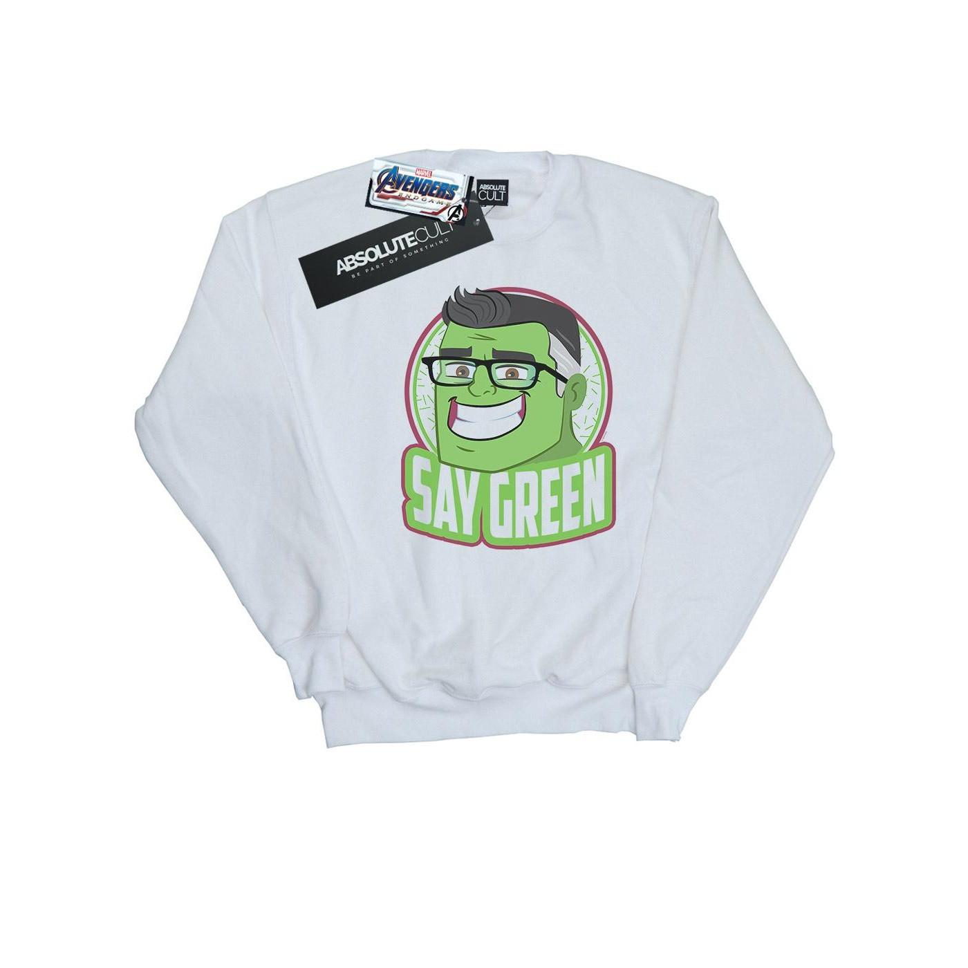 Image of Avengers Endgame Hulk Say Green Sweatshirt Damen Weiss S