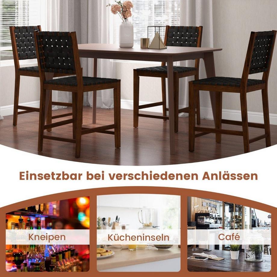 Northix Set di 2 sedie per sala da pranzo con schienale intrecciato, sedia in legno, portata fino a 150 kg, nero  