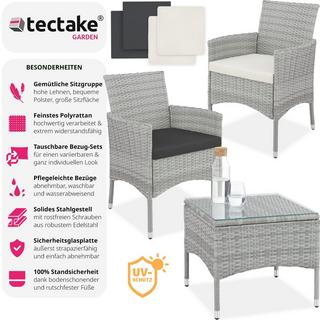 Tectake Salon de jardin Lucerne 2 places avec 2 sets de housses  