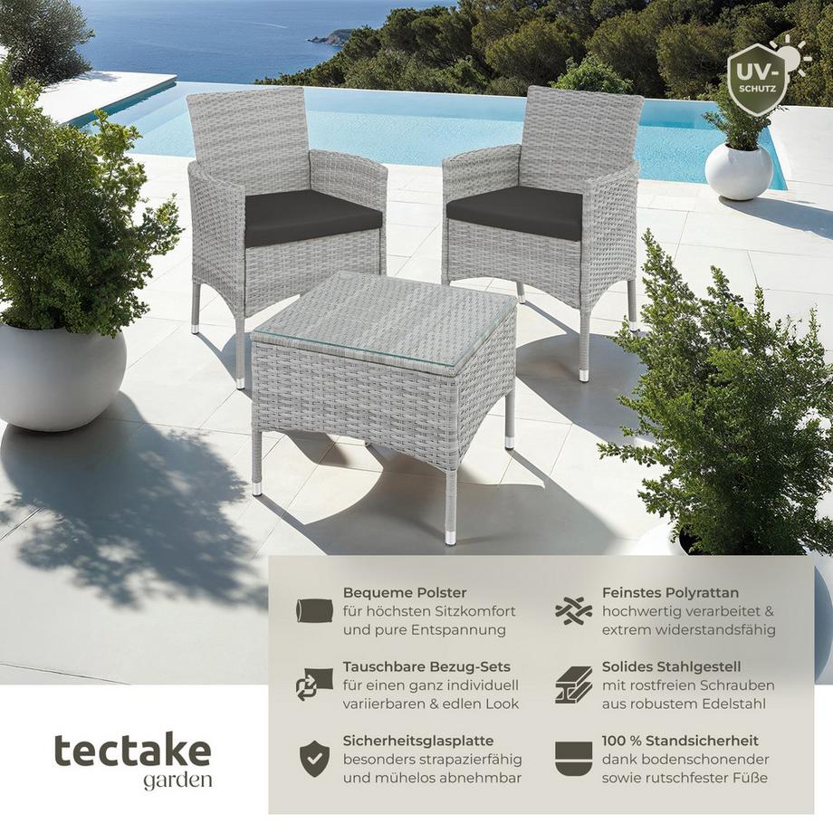 Tectake Set in rattan  Lucerna  per 2 persone  