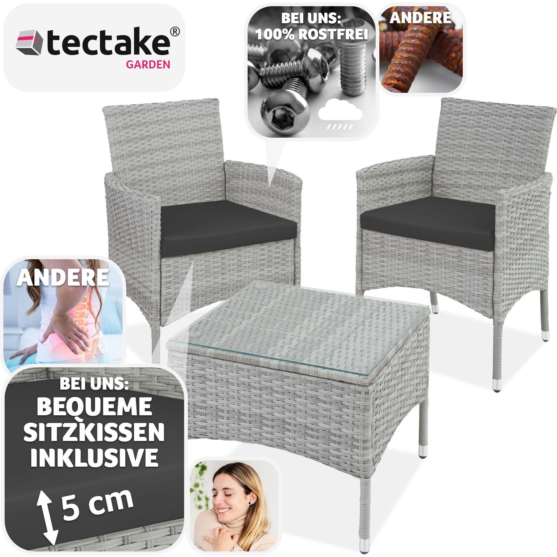 Tectake Salon de jardin Lucerne 2 places avec 2 sets de housses  