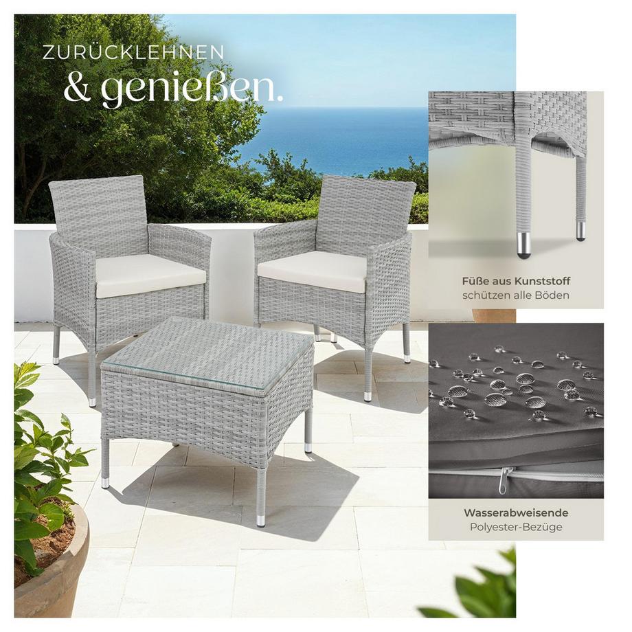 Tectake Set in rattan  Lucerna  per 2 persone  