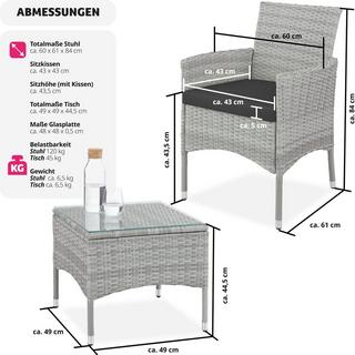 Tectake Salon de jardin Lucerne 2 places avec 2 sets de housses  