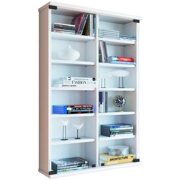 Holz CD DVD Wandregal/Wandvitrine | Vitrine mit 2 ESG-Sicherheitsglastüren. | Maße: H. 92 x B. 60 x T. 18 cm | 10 variable Einlegeböden - Zuntisa