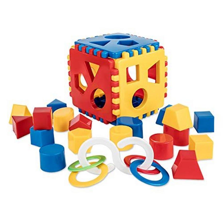 Shape Sorter Steckwürfel | Steckbox Babyspielwürfel mit 18 Sortierblöcken und Spielringen