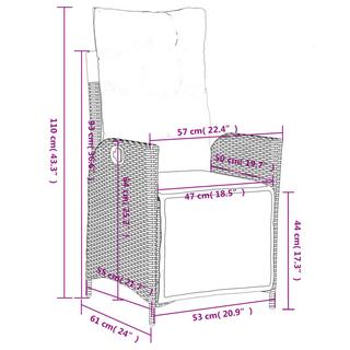 VidaXL Chaise de jardin inclinable rotin synthétique  