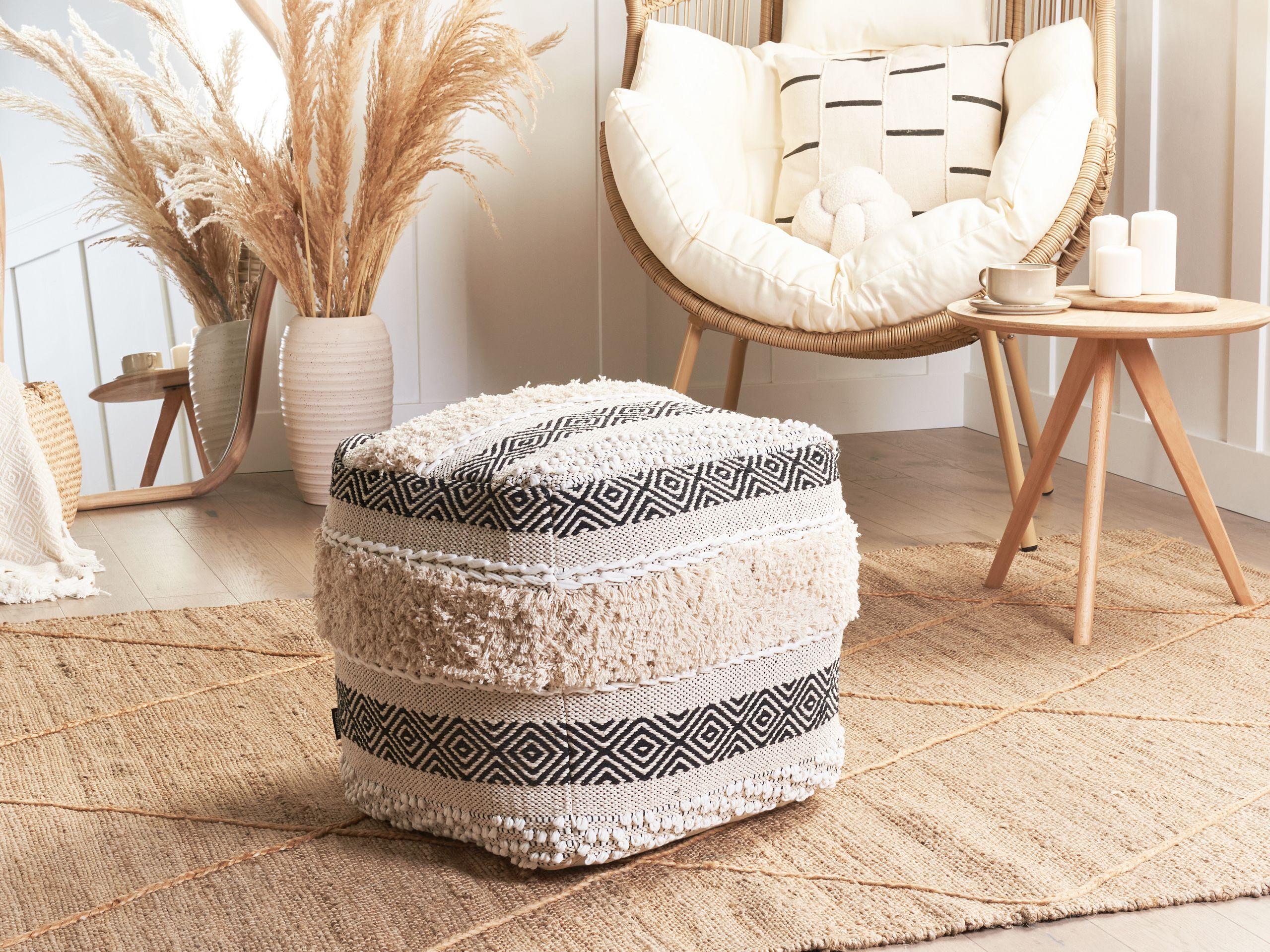 Beliani Pouf en Coton Traditionnel KANAM  