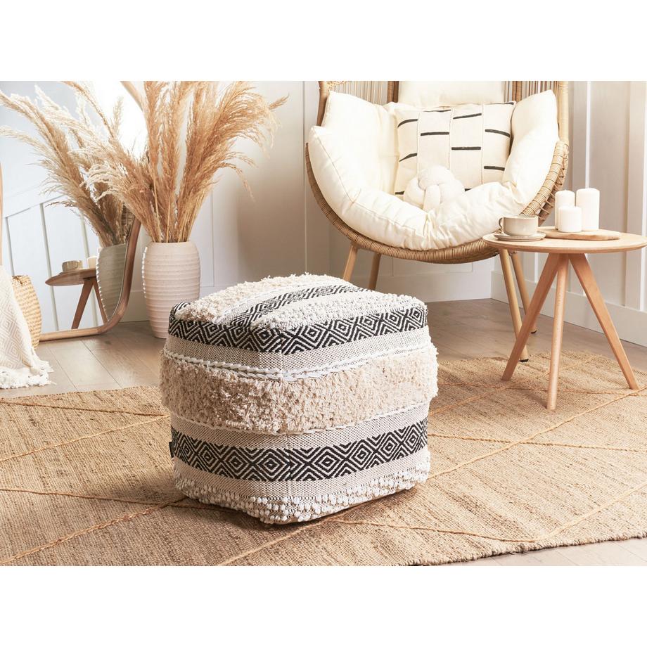 Beliani Pouf en Coton Traditionnel KANAM  