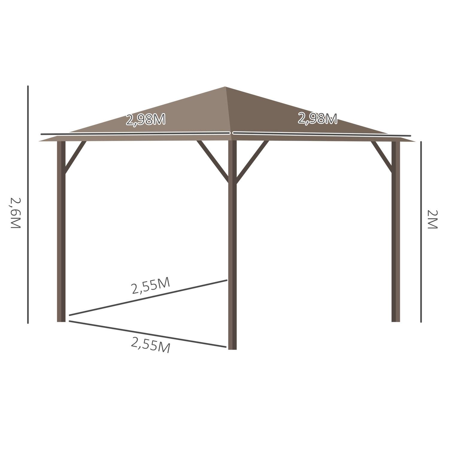 Northio Tenda da giardino per feste, 4 ganci per lanterna con pareti laterali doppie, in alluminio + poliestere, bronzo + marrone chiaro, circa 3 x 3 x 2,5 m  