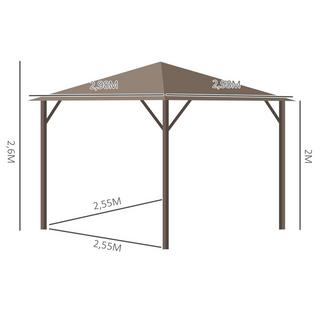 Northio Tenda da giardino per feste, 4 ganci per lanterna con pareti laterali doppie, in alluminio + poliestere, bronzo + marrone chiaro, circa 3 x 3 x 2,5 m  