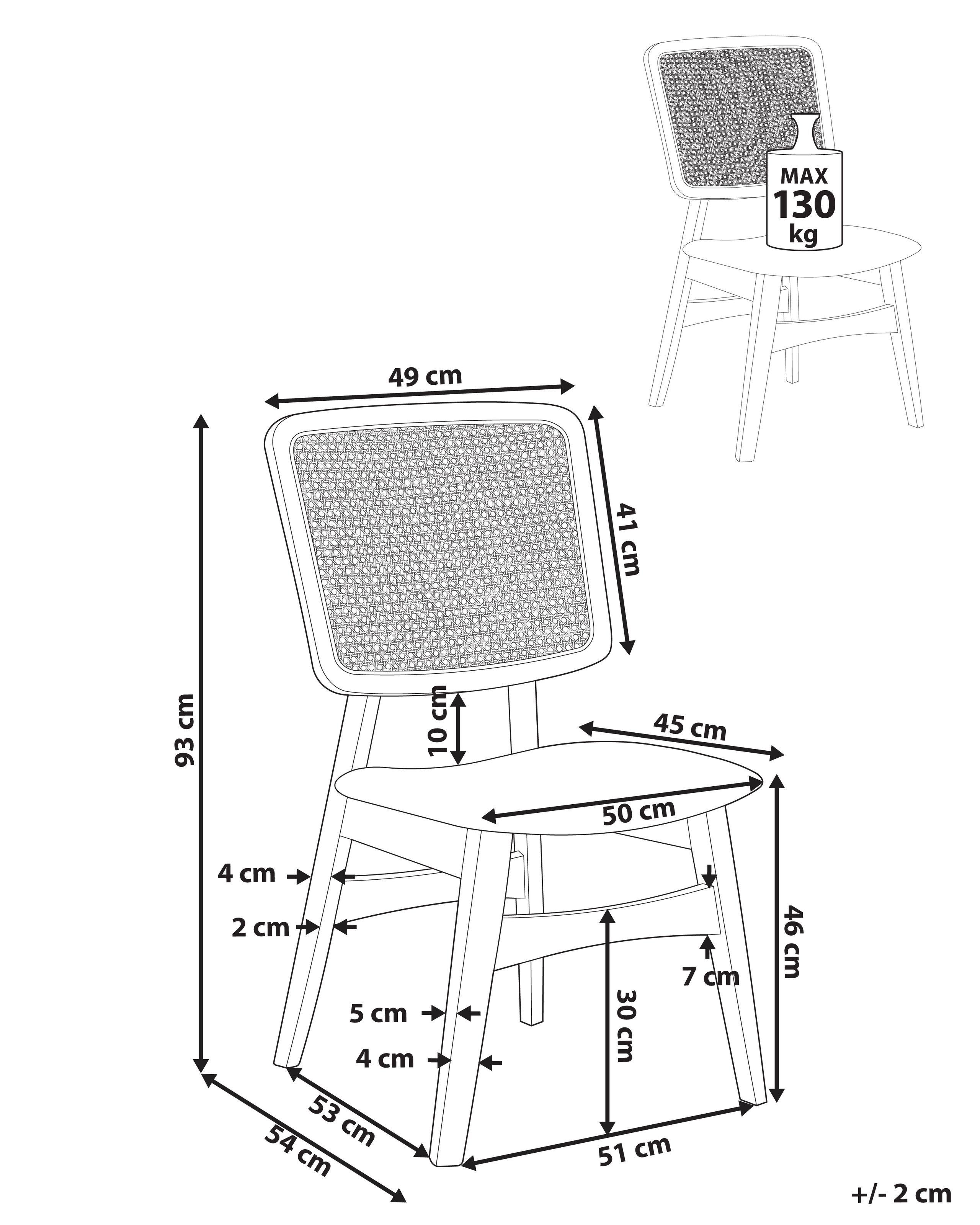 Beliani Lot de 2 chaises de salle à manger en Bois d'hévéa Rétro ALCOVA  