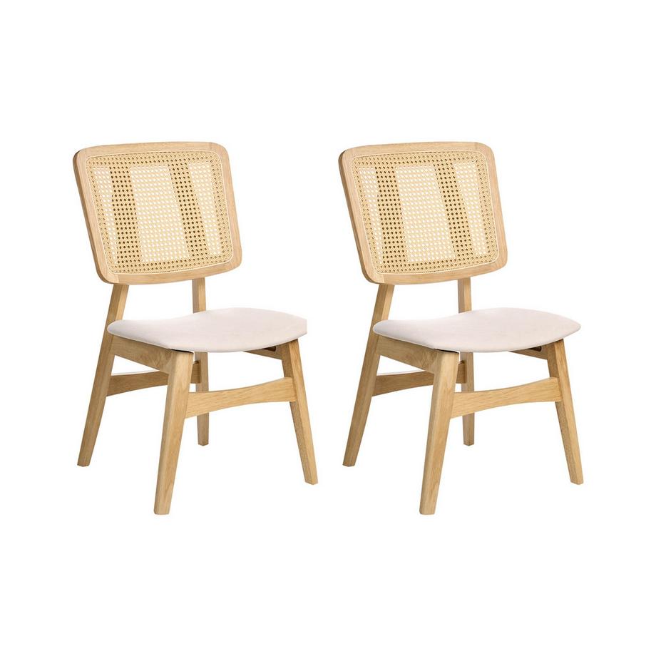 Lot de 2 chaises de salle à manger en Bois d\'hévéa Rétro ALCOVA