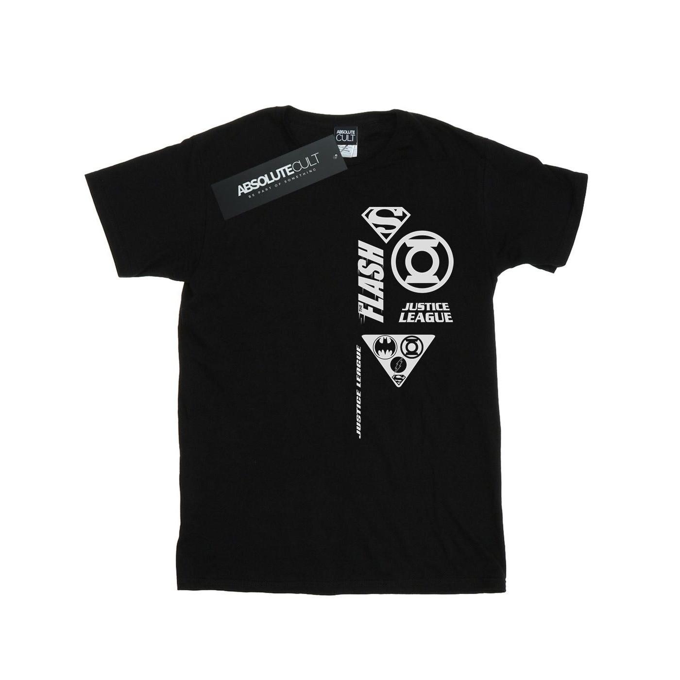 Image of Justice League Chest Icons Tshirt Mädchen Schwarz 128