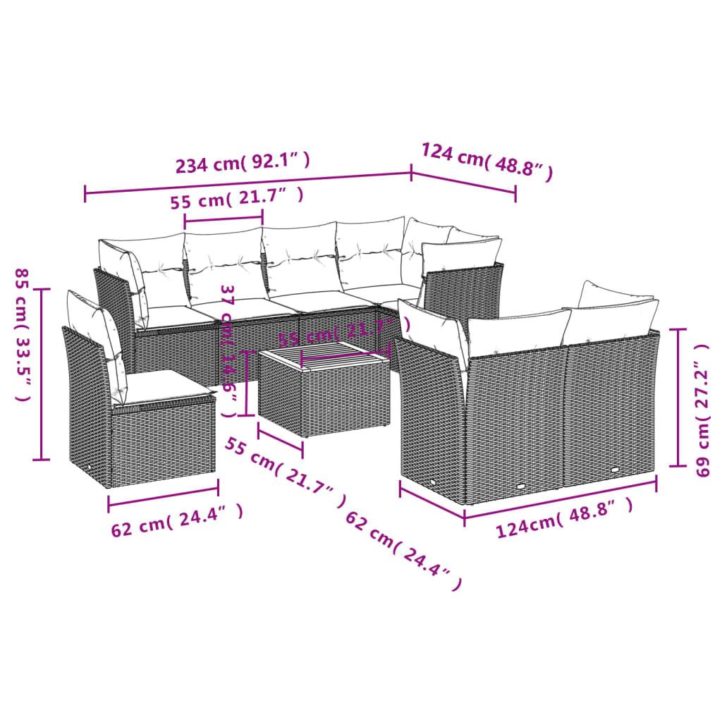 VidaXL Ensemble de canapés de jardin rotin synthétique  