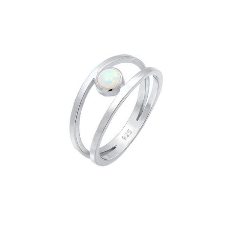 Elli  Ring Bandring Zweireihig Synthetischer Opal 