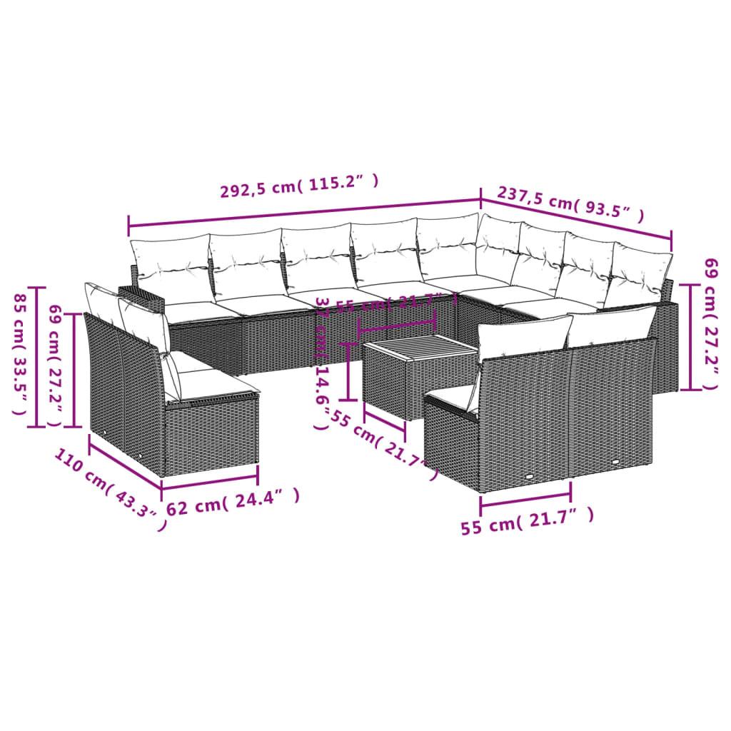 VidaXL set divano da giardino Polirattan  