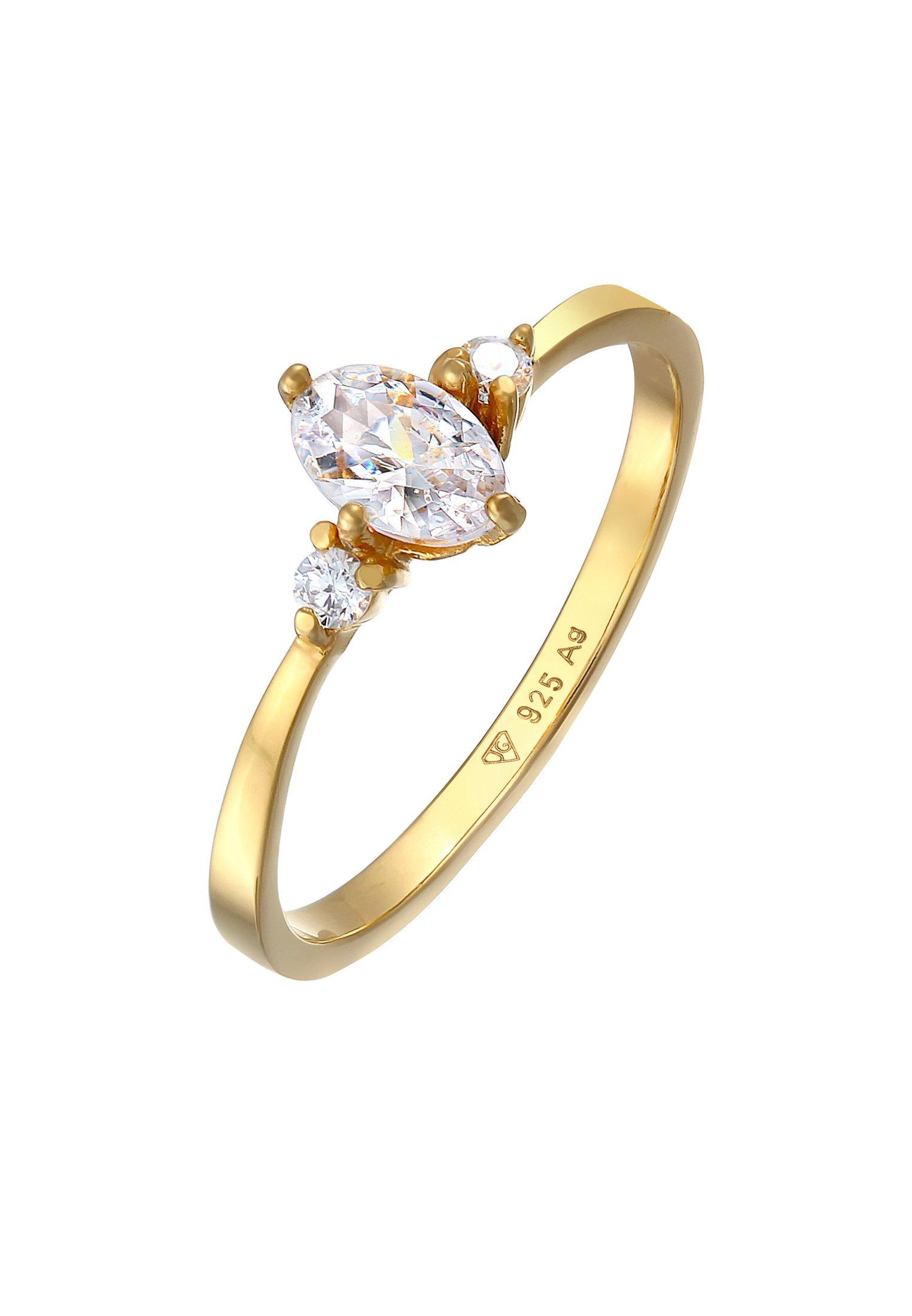 Image of Ring Zirkonia Oval Verlobung 925 Silber Damen Gold 58mm