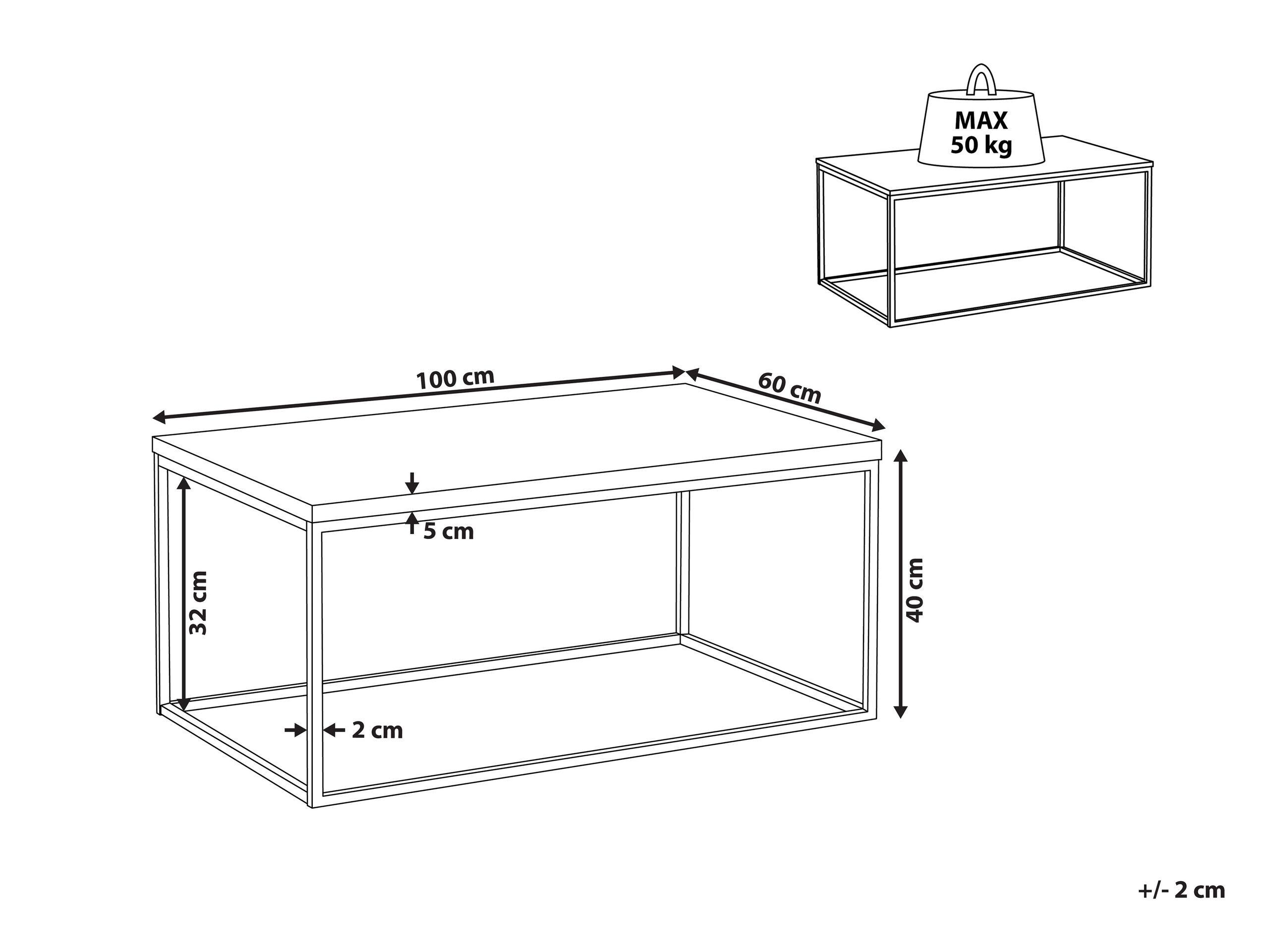 Beliani Couchtisch aus MDF-Platte Industriell DELANO  