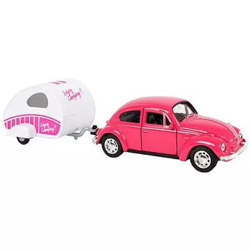 Traffic VW Käfer mit Wohnwagen Rosa
