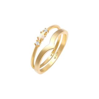 Elli  Bague Ensemble De 2 Opale Zircon 