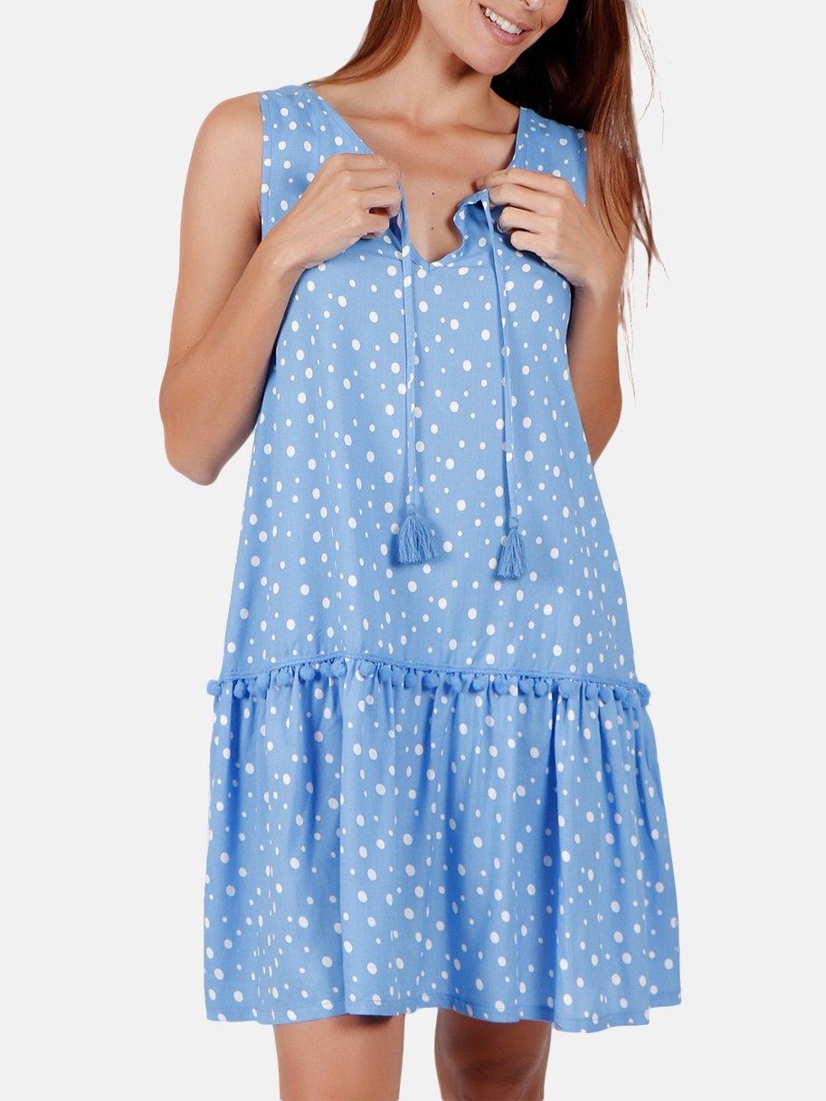 Image of Ärmelloses Sommerkleid Small Irregular Dots Damen Blau XL
