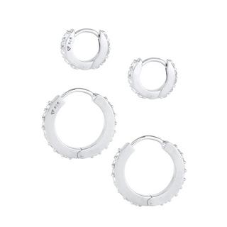 Elli  Boucles d'Oreilles Lot De 2 Créoles Avec Des Cristales 