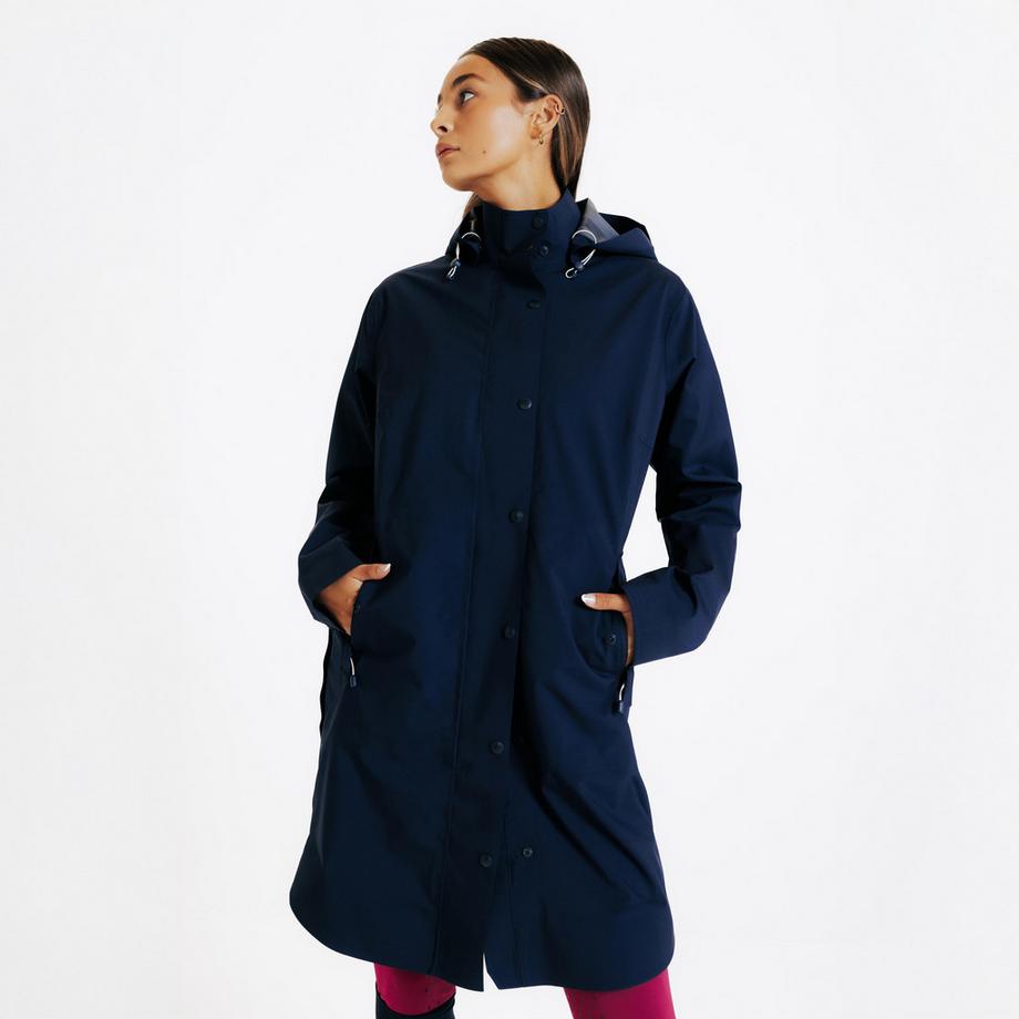 Veste équitation longue imperméable - marine