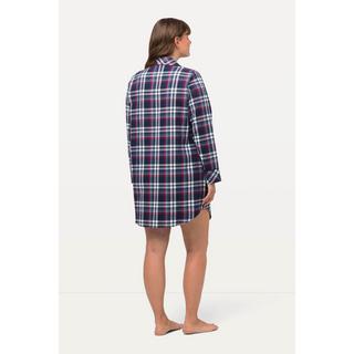 Ulla Popken  Chemise de nuit en flanelle, motif à carreaux, col à revers, manches longues 