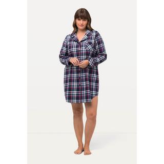 Ulla Popken  Chemise de nuit en flanelle, motif à carreaux, col à revers, manches longues 