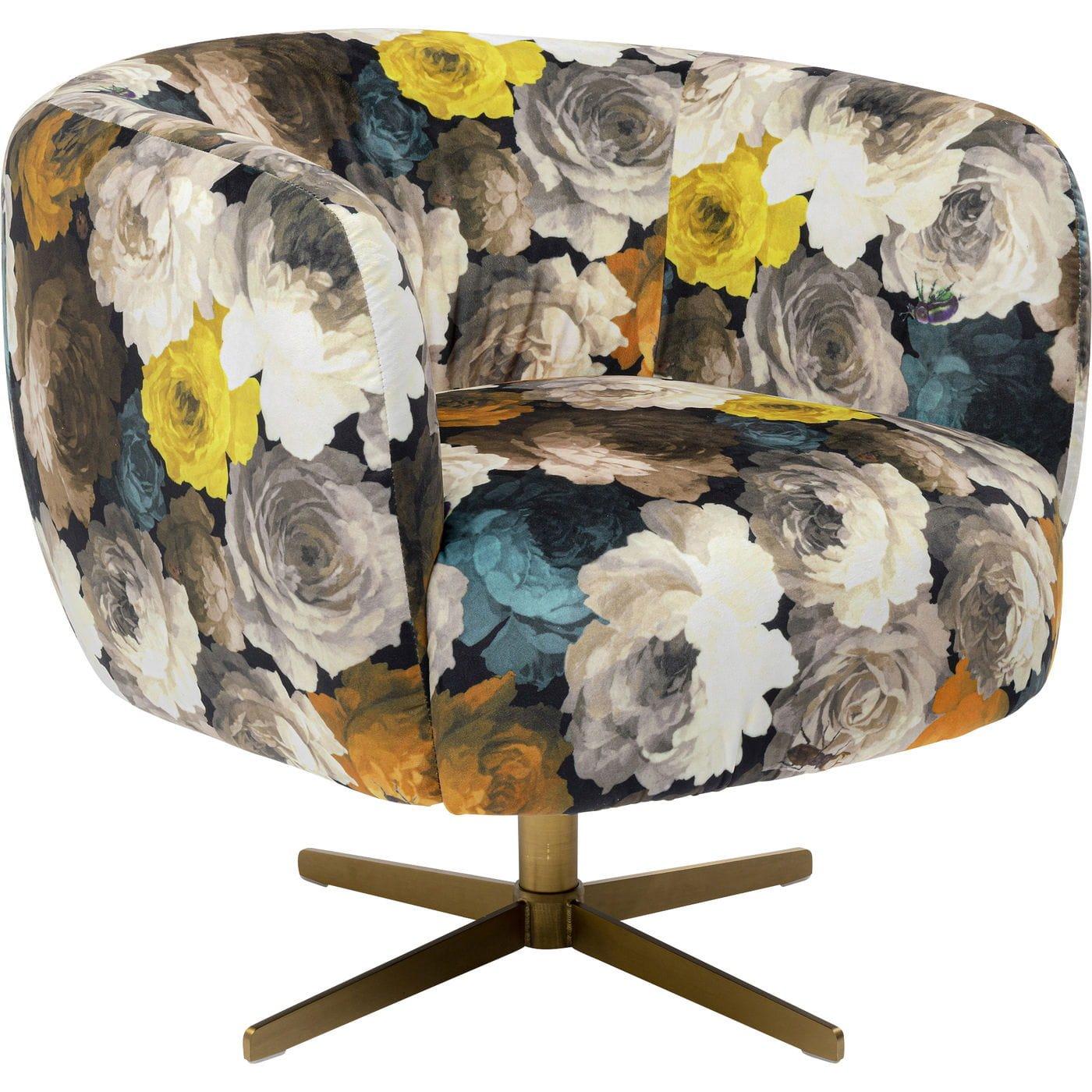 KARE Design Fauteuil pivotant pivoine jaune  