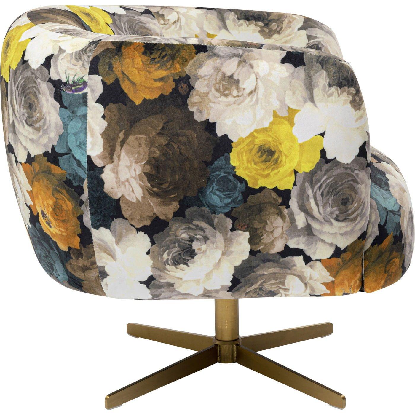 KARE Design Fauteuil pivotant pivoine jaune  