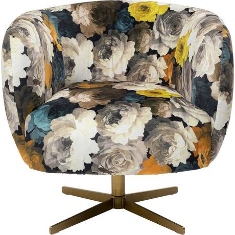 KARE Design Fauteuil pivotant pivoine jaune  