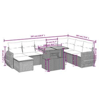 VidaXL Ensemble de canapés de jardin rotin synthétique  