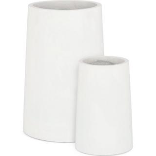 mutoni Vaso per piante Hoian bianco alto rotondo (set di 2)  