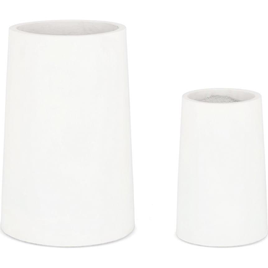 mutoni Vaso per piante Hoian bianco alto rotondo (set di 2)  