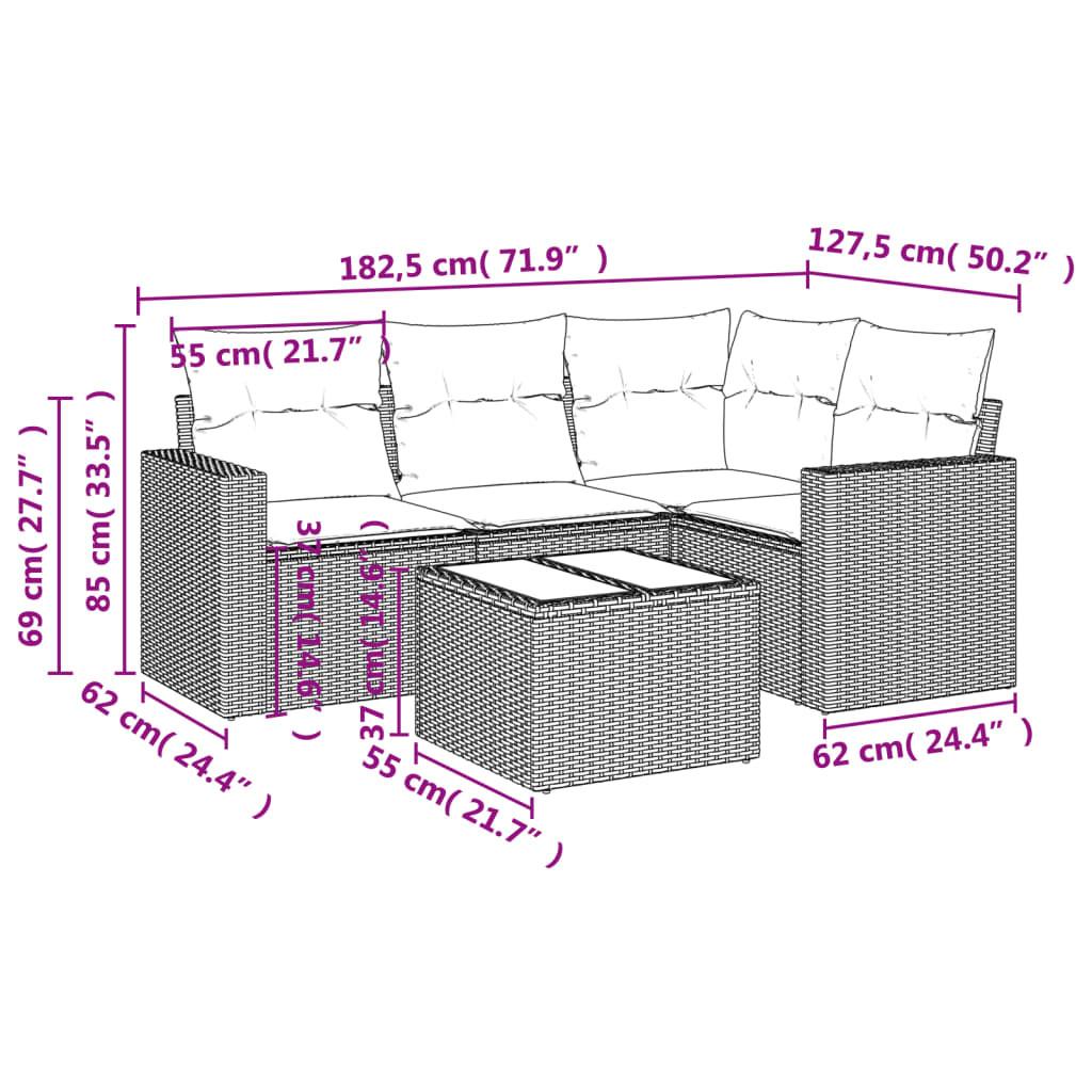 VidaXL set divano da giardino Polirattan  