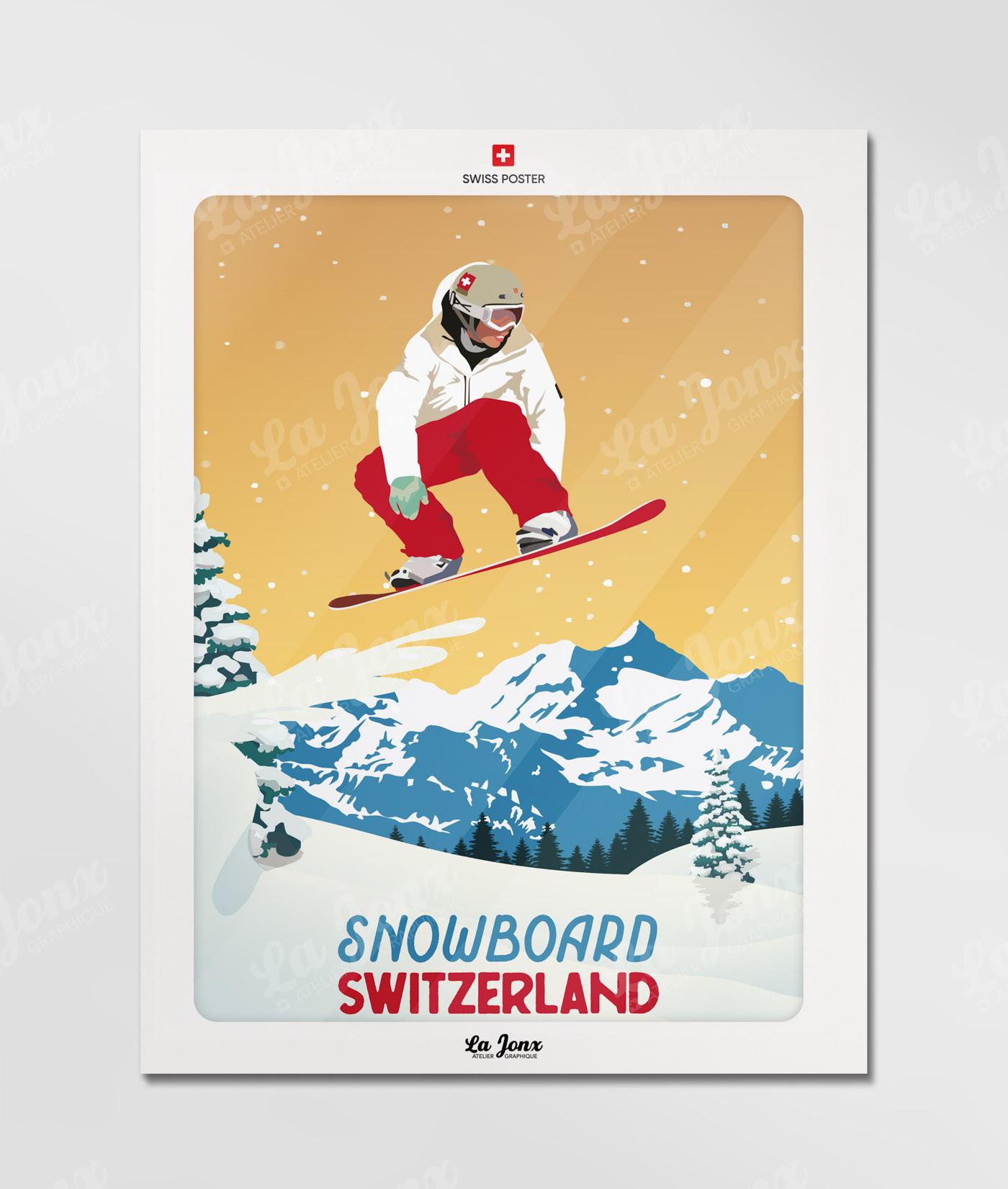 La-Jonx Snowboard in Switzerland - Poster  